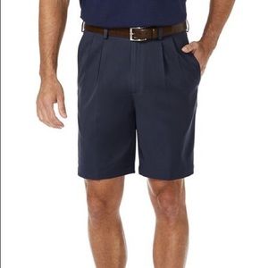 Haggar Cool 18 Pro SZ 44 Pleated Navy Shorts Polyester Quick Dry New D29